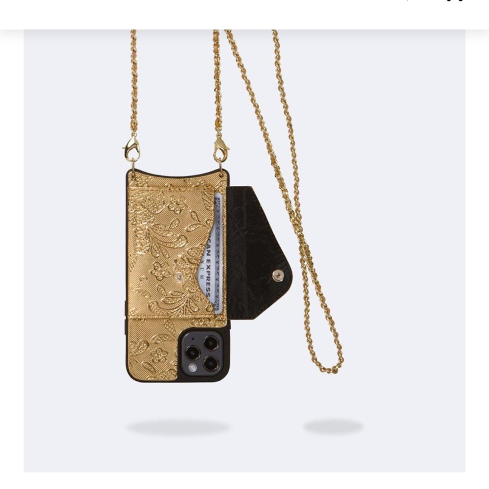 Bandolier Gold embossed leather IPhone 12 case